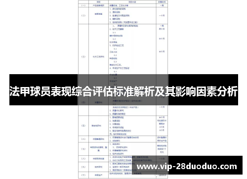 法甲球员表现综合评估标准解析及其影响因素分析